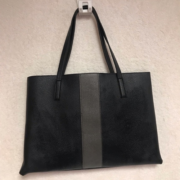 Vince Camuto Handbags - Vince Camuto Black Tote with Gray Center Stripe